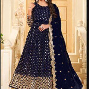 Georgette mirrorwork anarkali